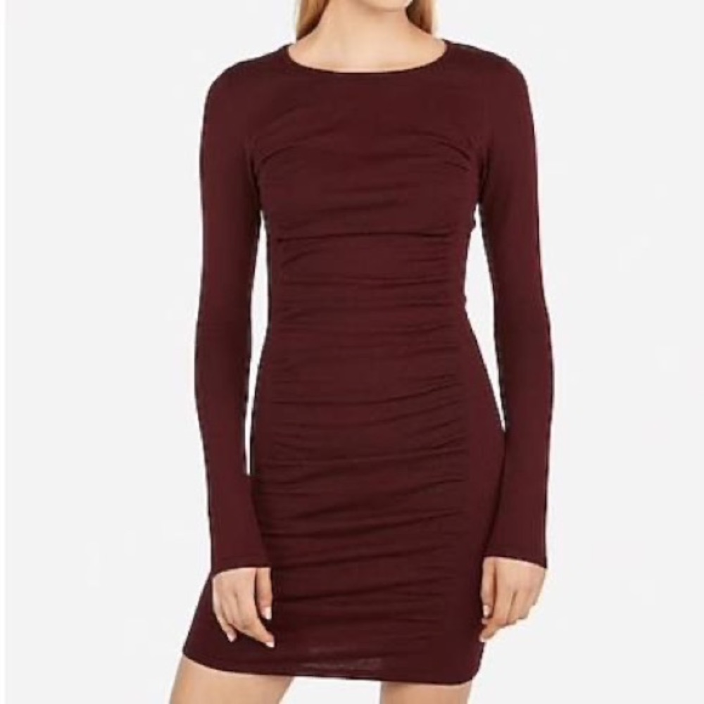 Express Ruched Bodycon Sweater Dress (NAVY color) Size S